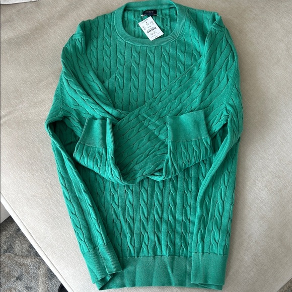 J Crew Green Cable Cotton Sweater - Picture 4 of 4